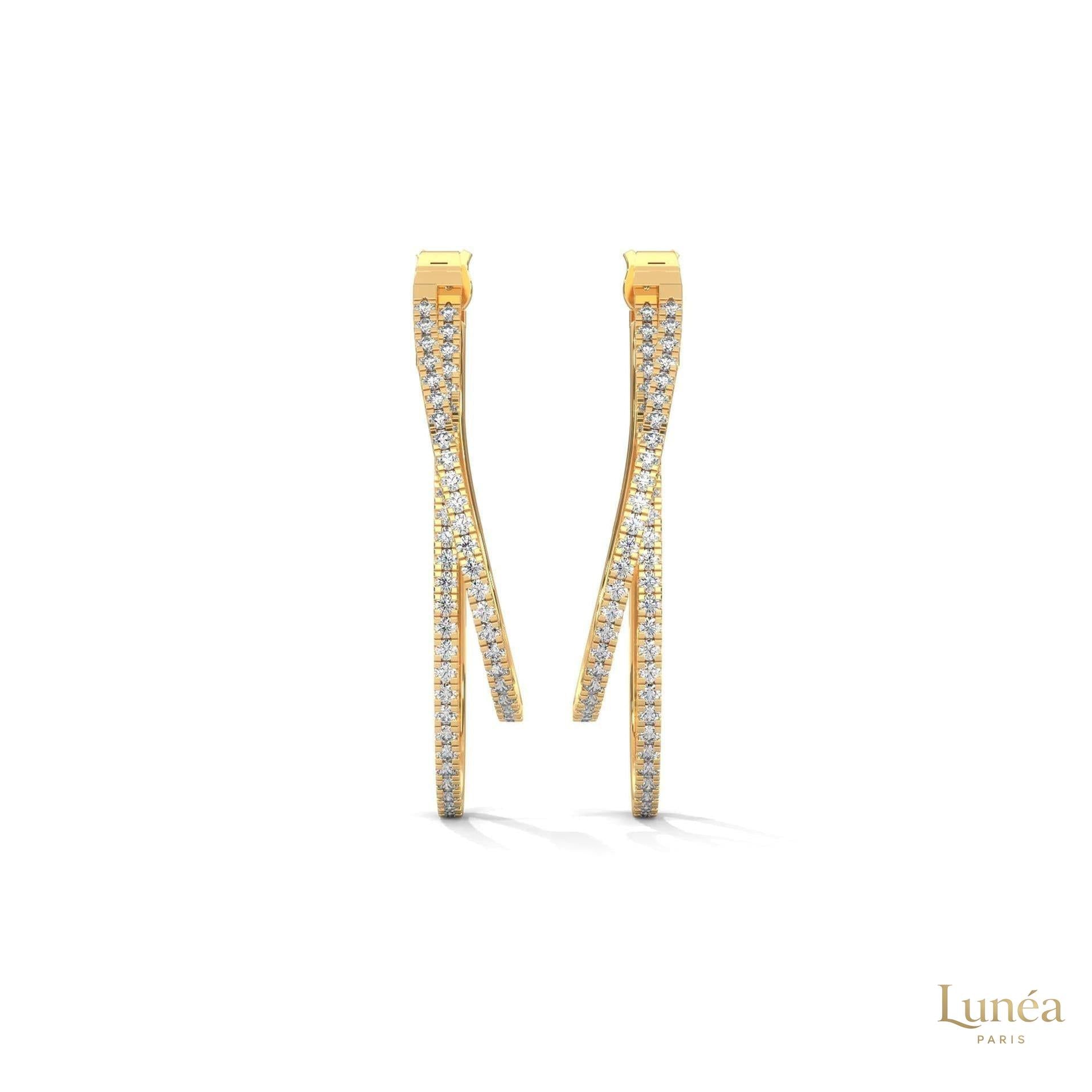 0.60 CT. Diamond Double Teardrop Hoop Earrings