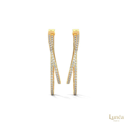 0.60 CT. Diamond Double Teardrop Hoop Earrings