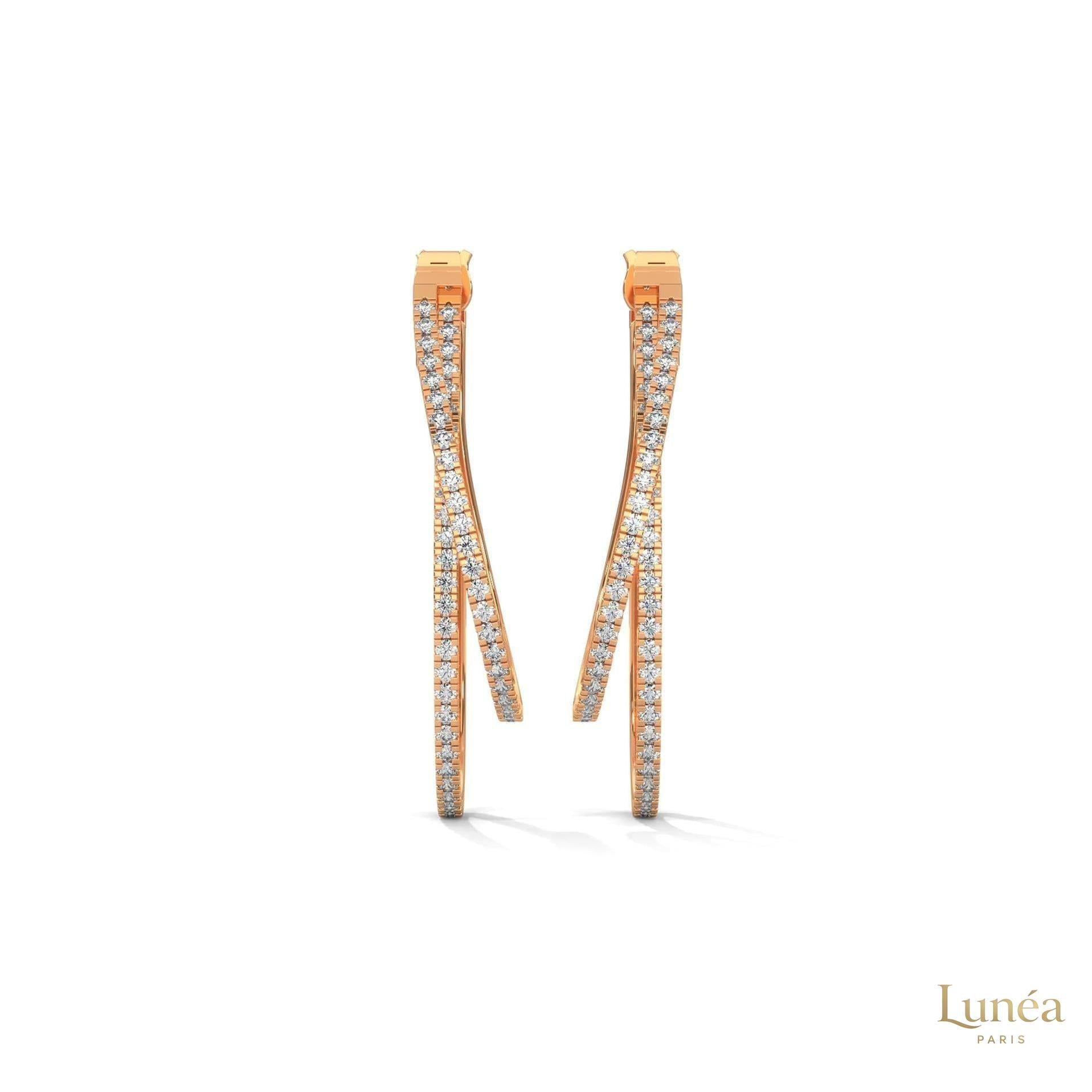 0.60 CT. Diamond Double Teardrop Hoop Earrings