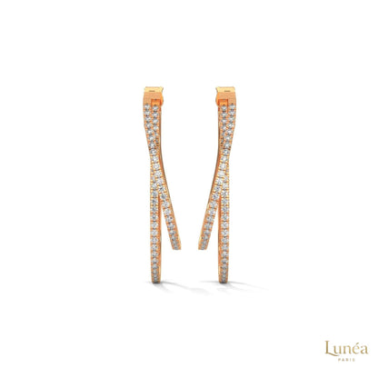 0.60 CT. Diamond Double Teardrop Hoop Earrings