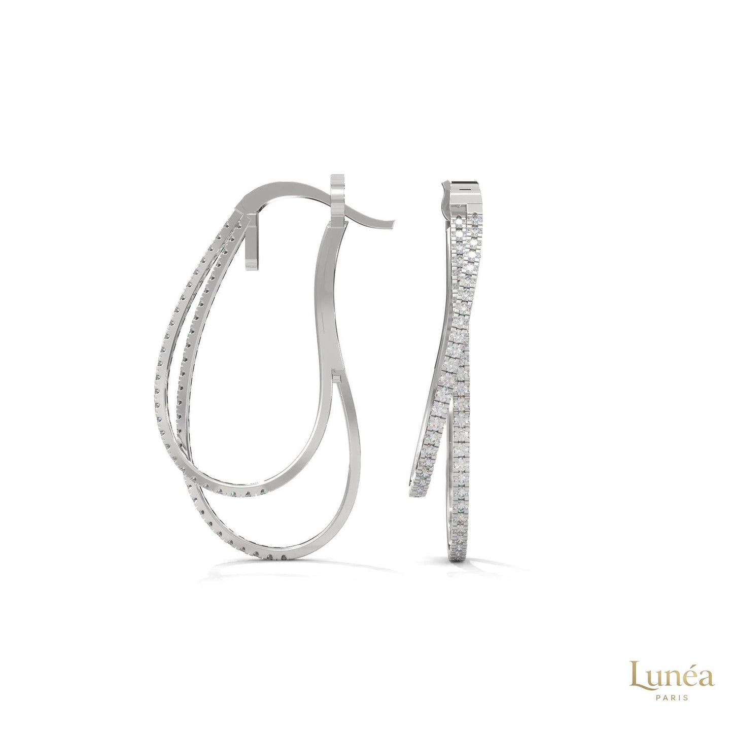 0.60 CT. Diamond Double Teardrop Hoop Earrings