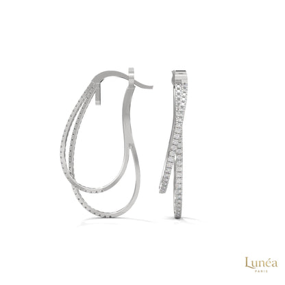 0.60 CT. Diamond Double Teardrop Hoop Earrings