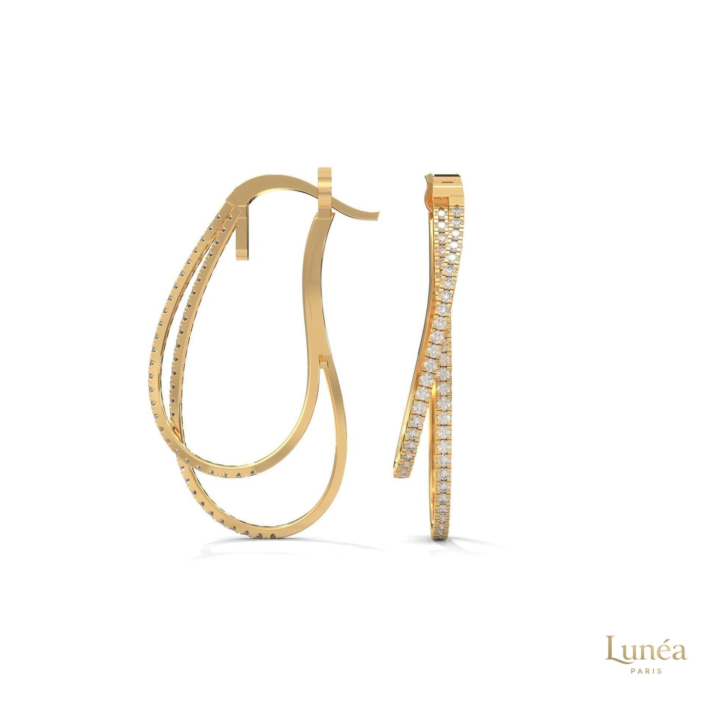 0.60 CT. Diamond Double Teardrop Hoop Earrings