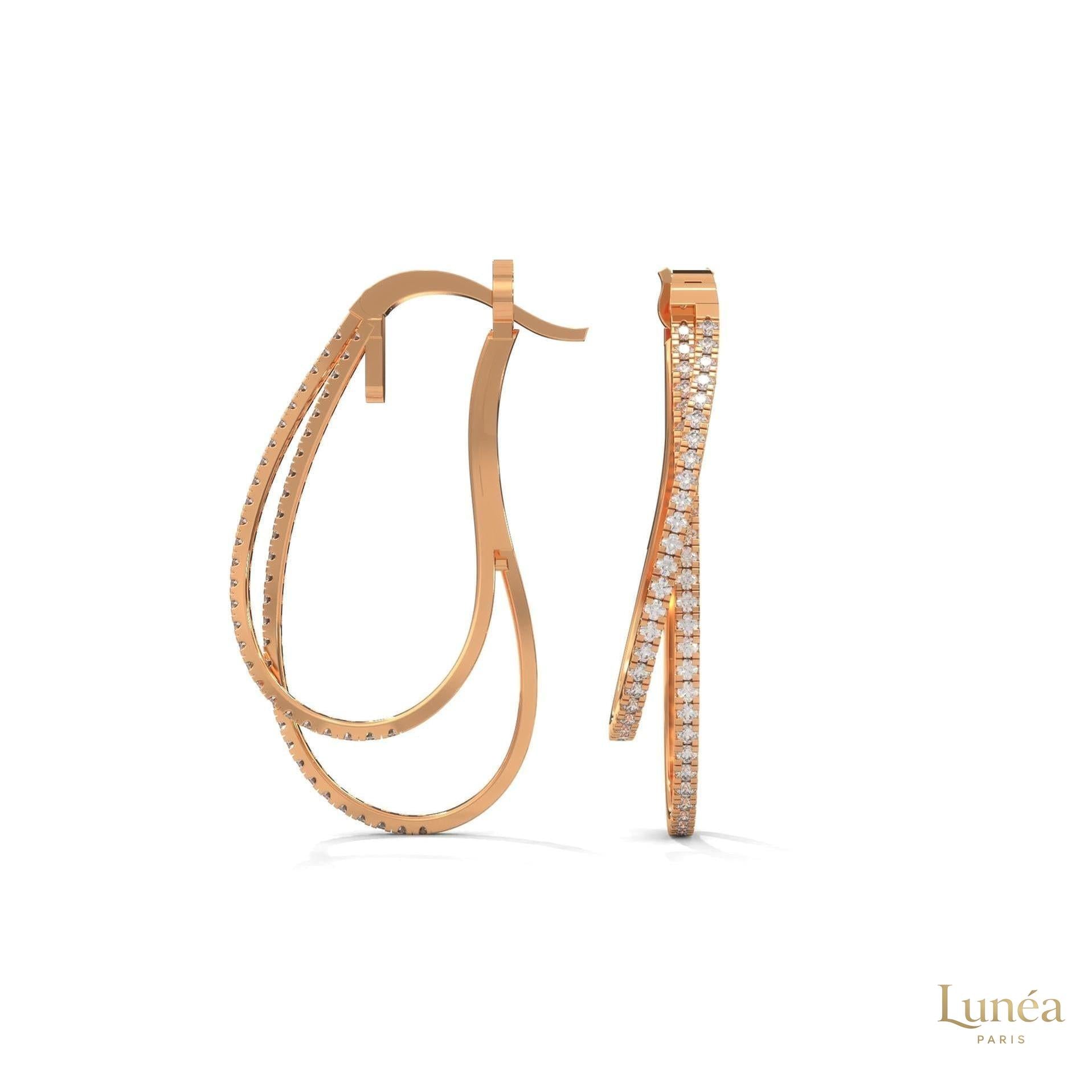 0.60 CT. Diamond Double Teardrop Hoop Earrings