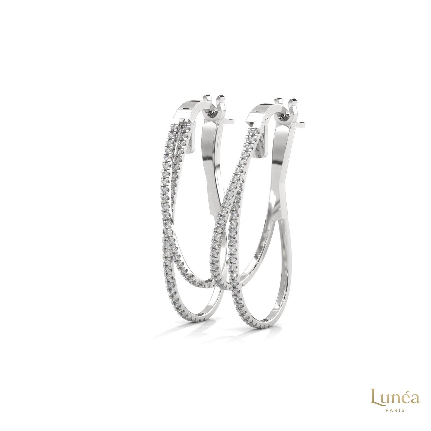 0.60 CT. Diamond Double Teardrop Hoop Earrings