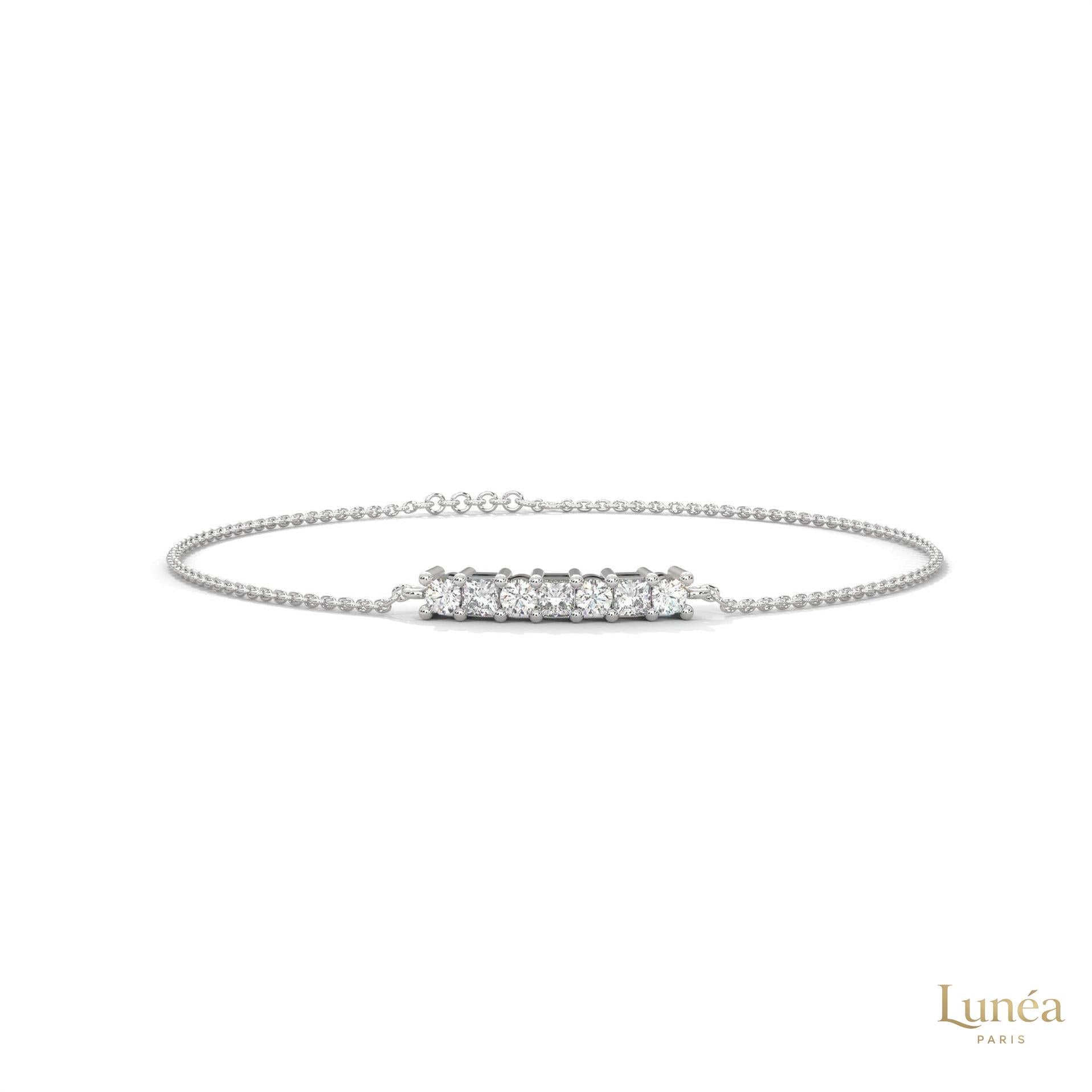 0.60 Ct. Princess Cut Bar Lab Diamond Bracelet