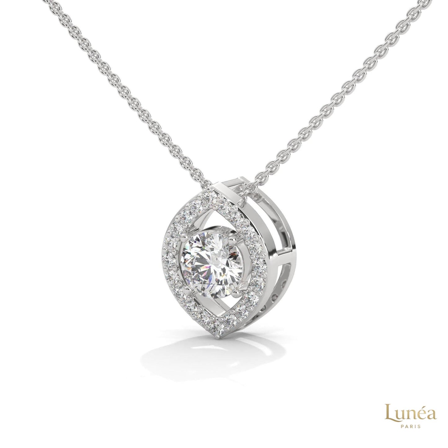 0.65 CT. Marquise Halo Diamond Pendant