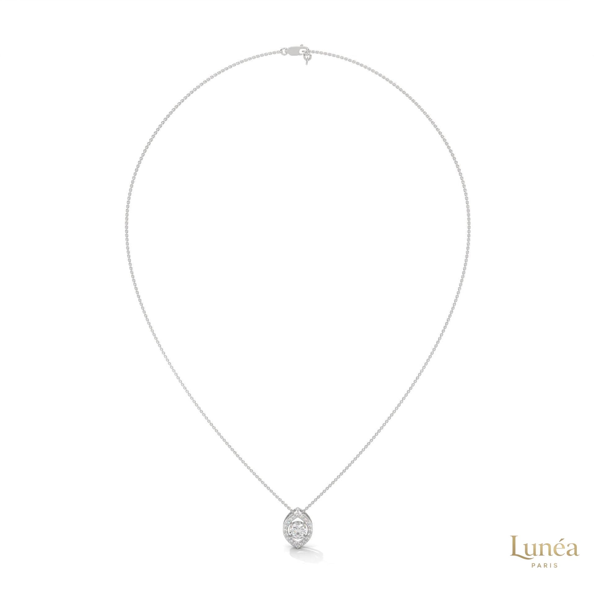 0.65 CT. Marquise Halo Diamond Pendant