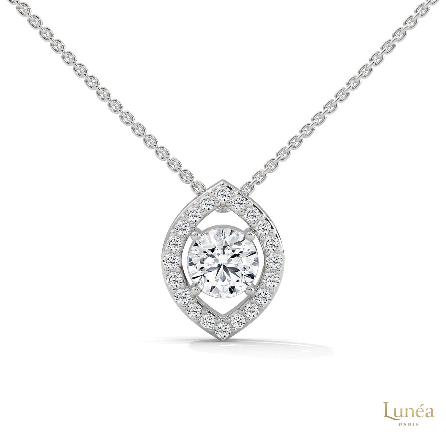 0.65 CT. Marquise Halo Diamond Pendant