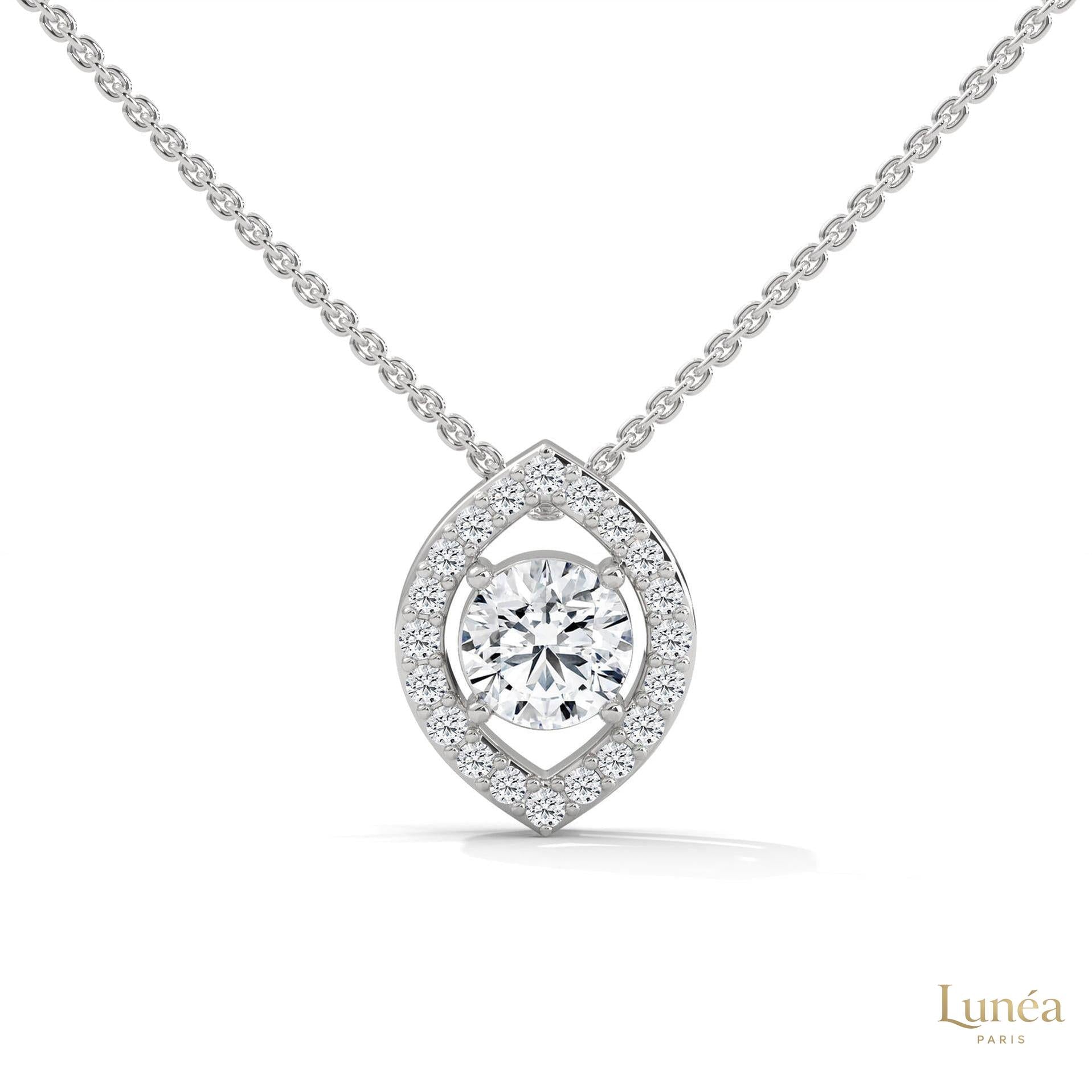 0.65 CT. Marquise Halo Diamond Pendant