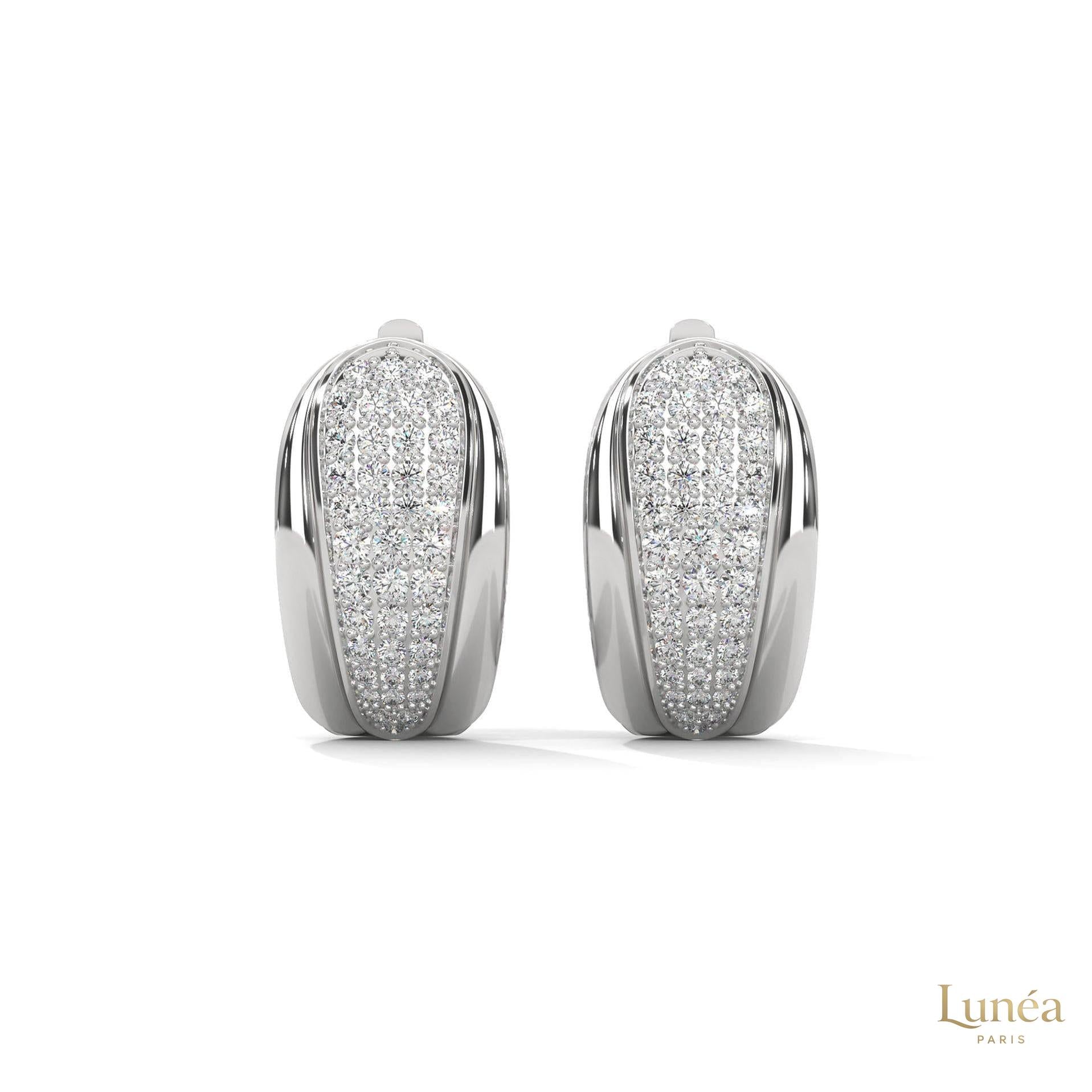 0.70 CT. Tapered Pavé Diamond Huggie Earrings