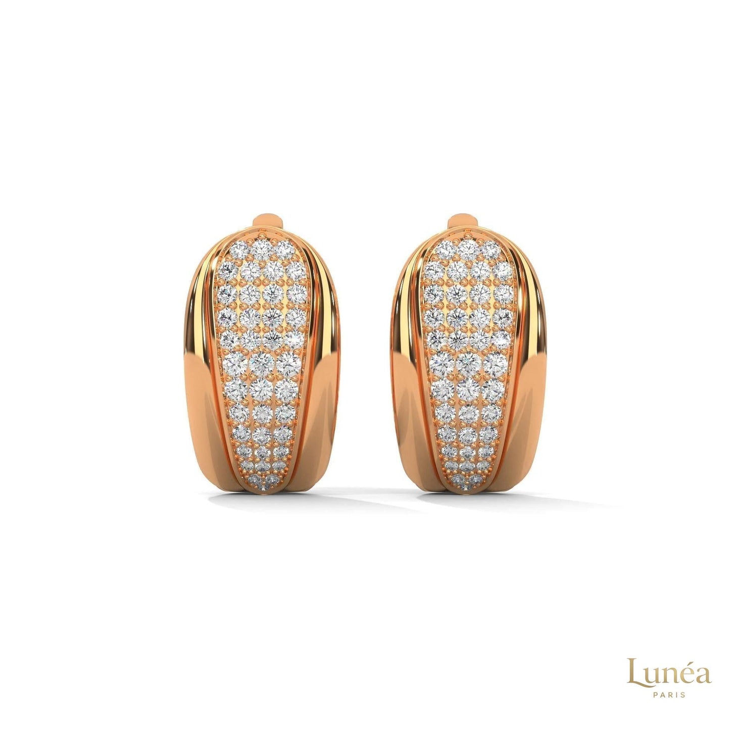 0.70 CT. Tapered Pavé Diamond Huggie Earrings