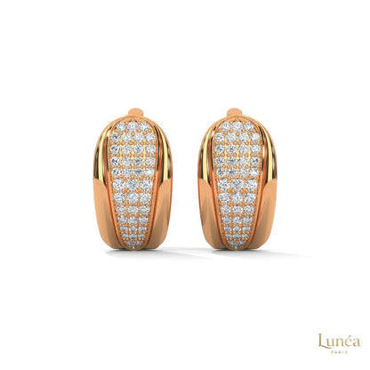 0.70 CT. Tapered Pavé Diamond Huggie Earrings