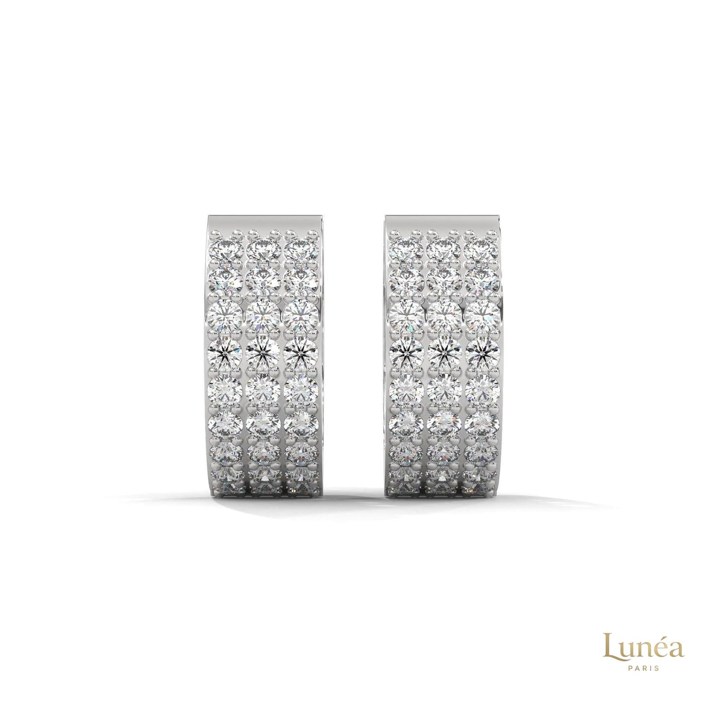 0.70 CT. Triple Row Diamond Hoop Earrings