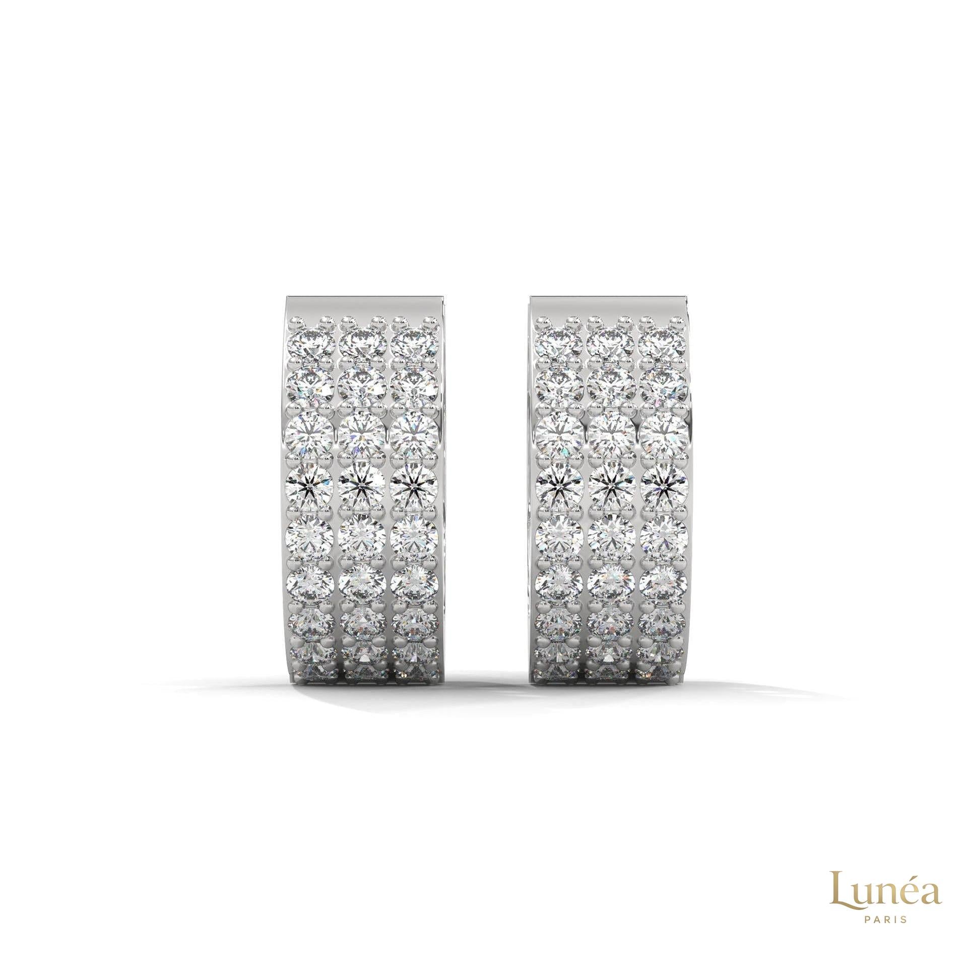 0.70 CT. Triple Row Diamond Hoop Earrings