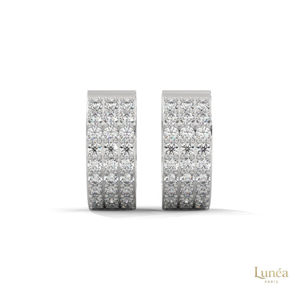 0.70 CT. Triple Row Diamond Hoop Earrings