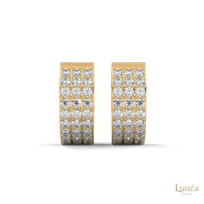 0.70 CT. Triple Row Diamond Hoop Earrings