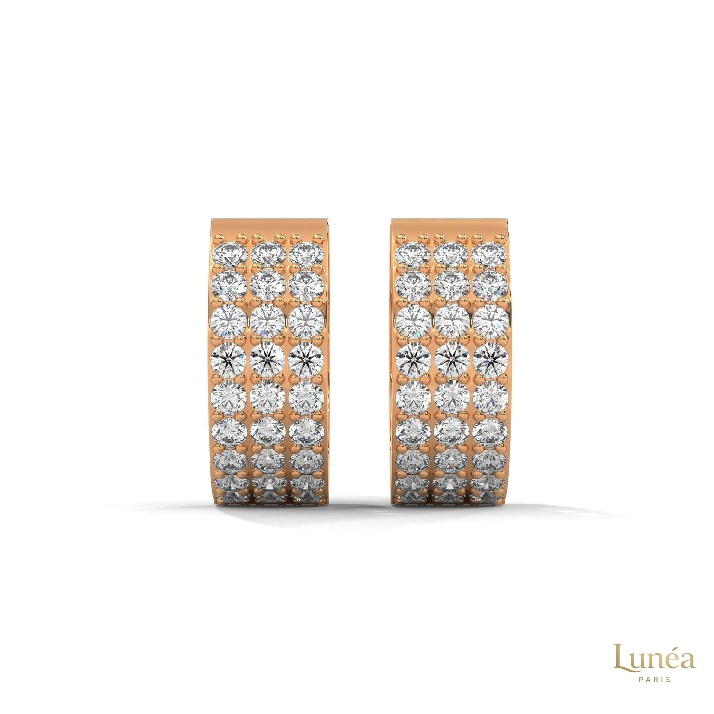 0.70 CT. Triple Row Diamond Hoop Earrings