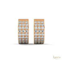 0.70 CT. Triple Row Diamond Hoop Earrings
