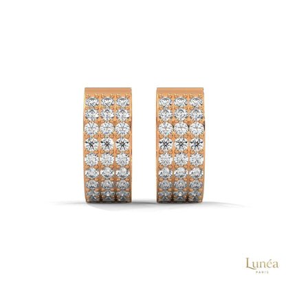 0.70 CT. Triple Row Diamond Hoop Earrings