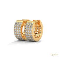 0.70 CT. Triple Row Diamond Hoop Earrings
