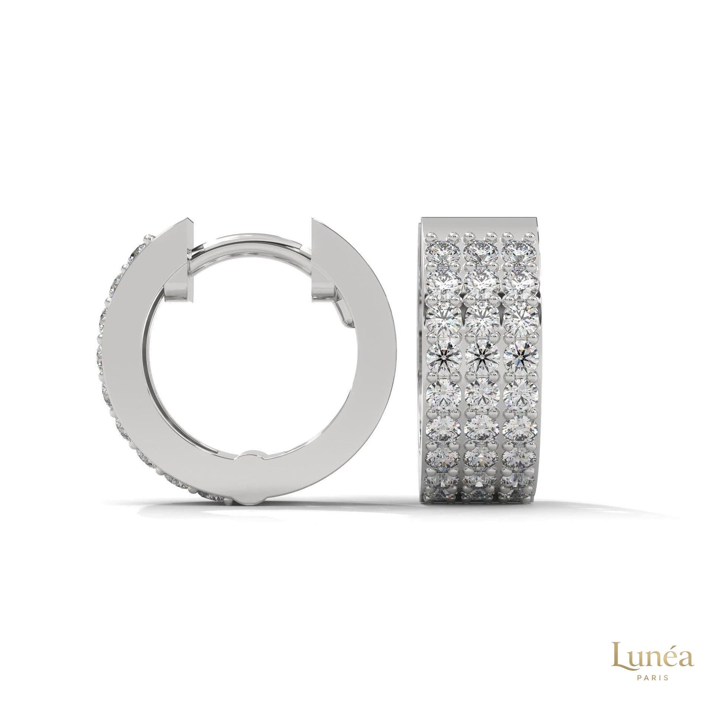 0.70 CT. Triple Row Diamond Hoop Earrings