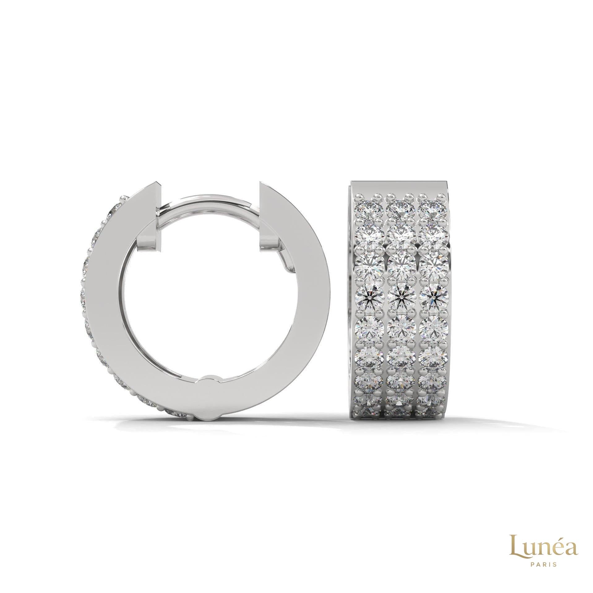 0.70 CT. Triple Row Diamond Hoop Earrings
