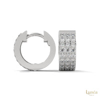 0.70 CT. Triple Row Diamond Hoop Earrings