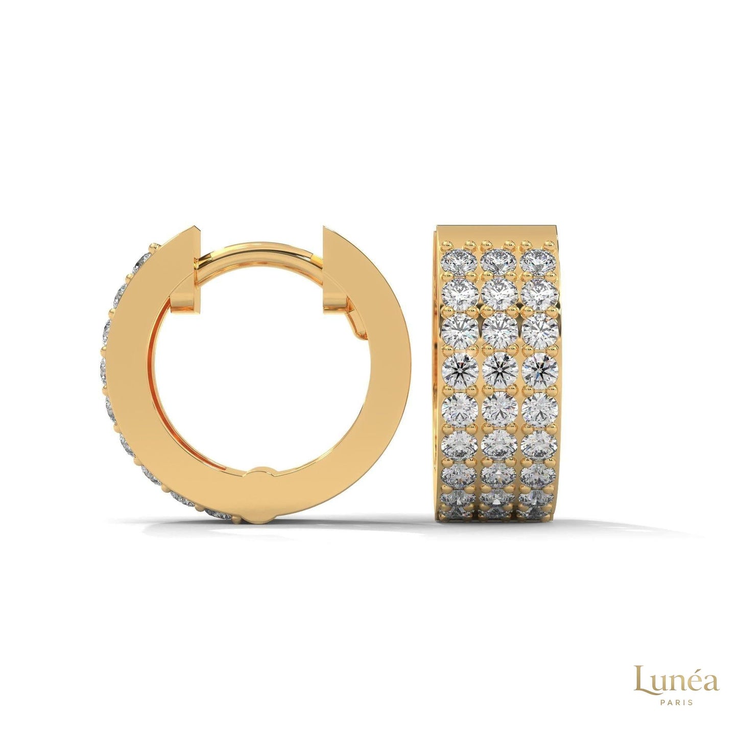 0.70 CT. Triple Row Diamond Hoop Earrings