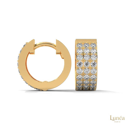 0.70 CT. Triple Row Diamond Hoop Earrings