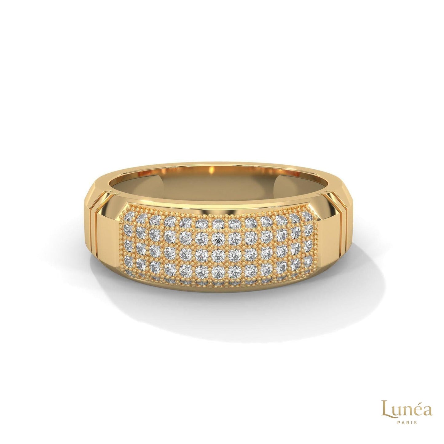 0.70 Ct. Men’s Lab Diamond Ring | Sculpted Pavé Finish