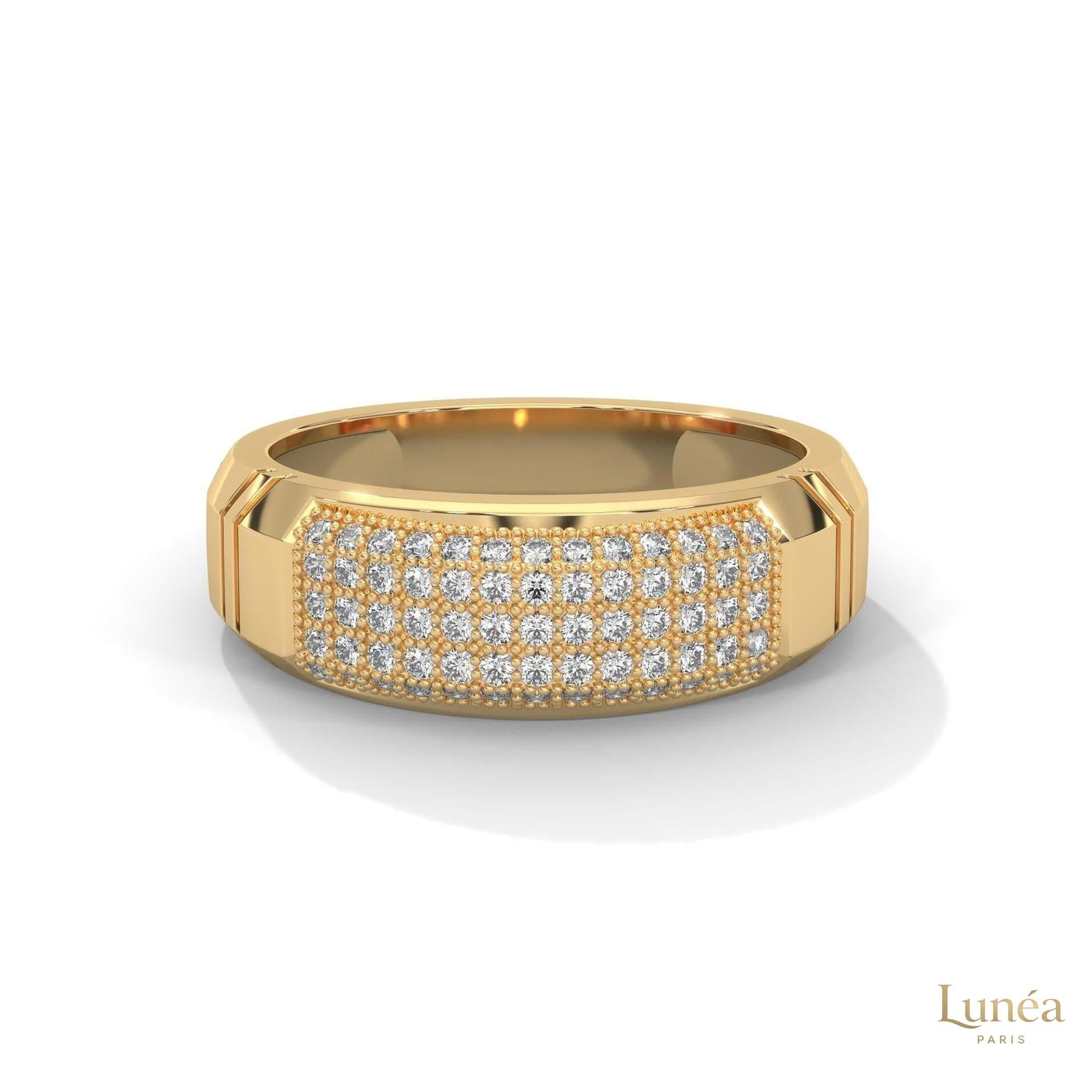0.70 Ct. Men’s Lab Diamond Ring | Sculpted Pavé Finish