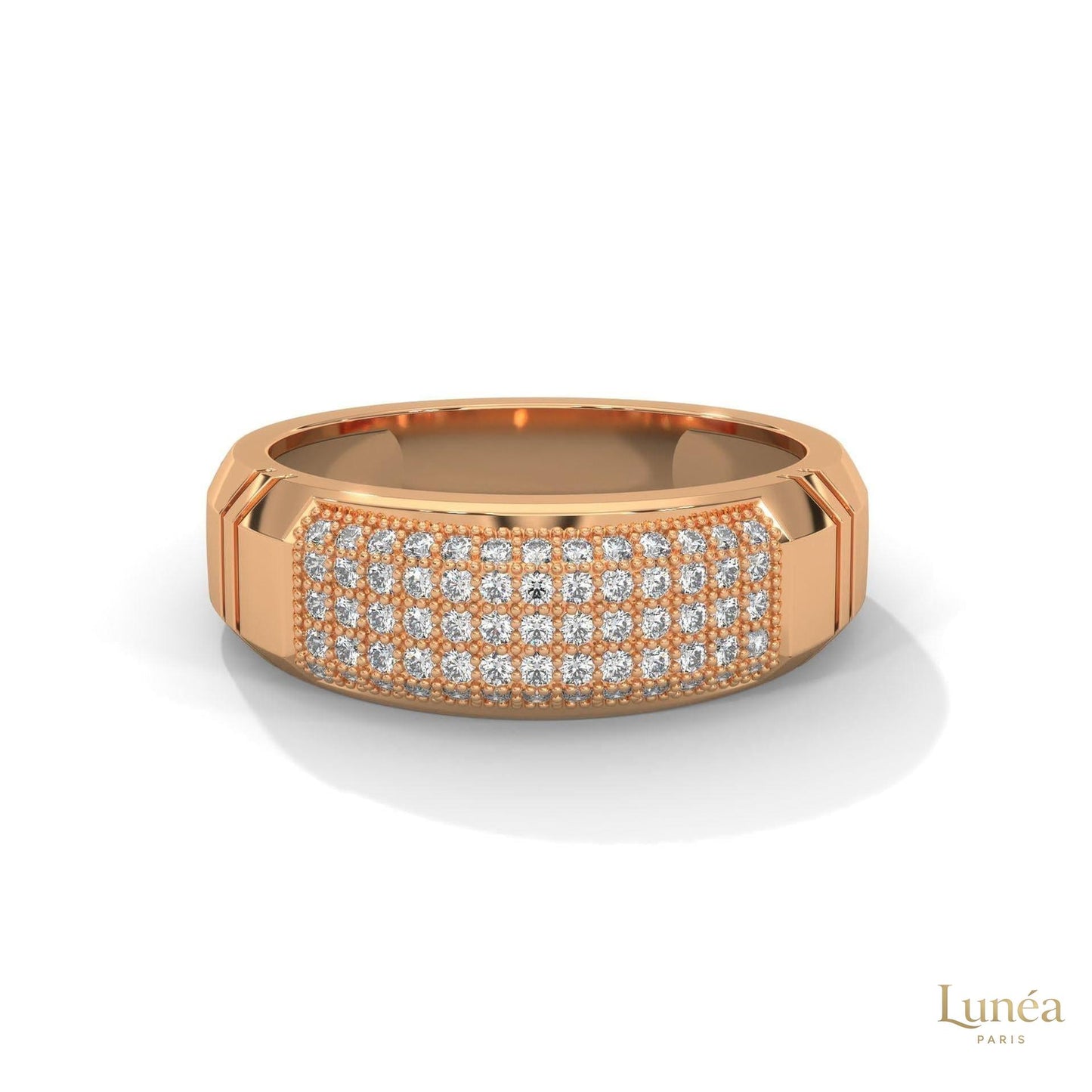 0.70 Ct. Men’s Lab Diamond Ring | Sculpted Pavé Finish