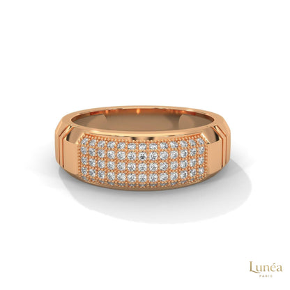 0.70 Ct. Men’s Lab Diamond Ring | Sculpted Pavé Finish