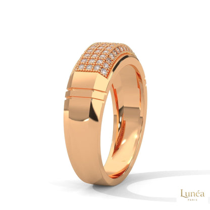 0.70 Ct. Men’s Lab Diamond Ring | Sculpted Pavé Finish