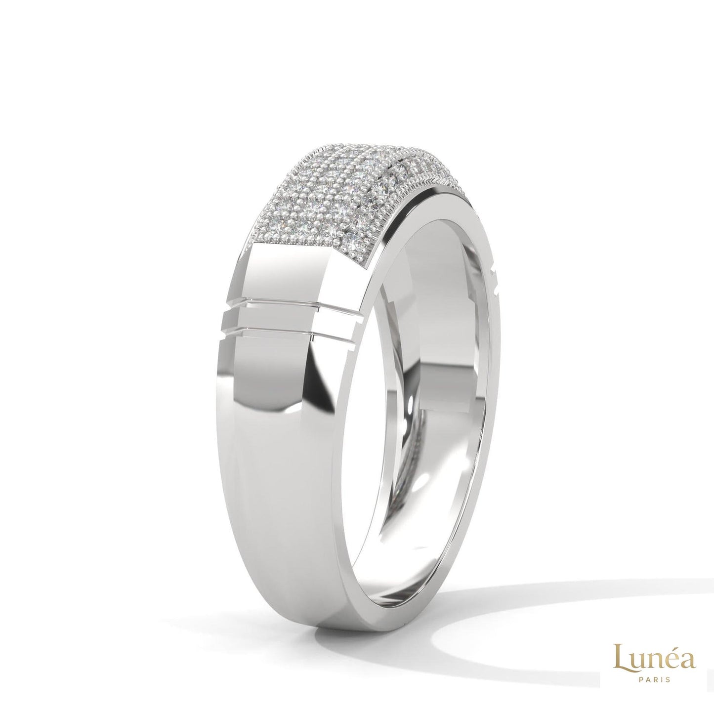 0.70 Ct. Men’s Lab Diamond Ring | Sculpted Pavé Finish