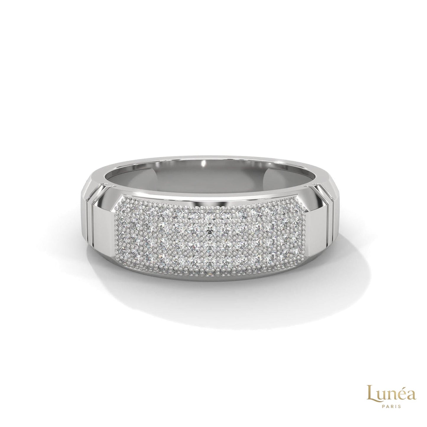 0.70 Ct. Men’s Lab Diamond Ring | Sculpted Pavé Finish