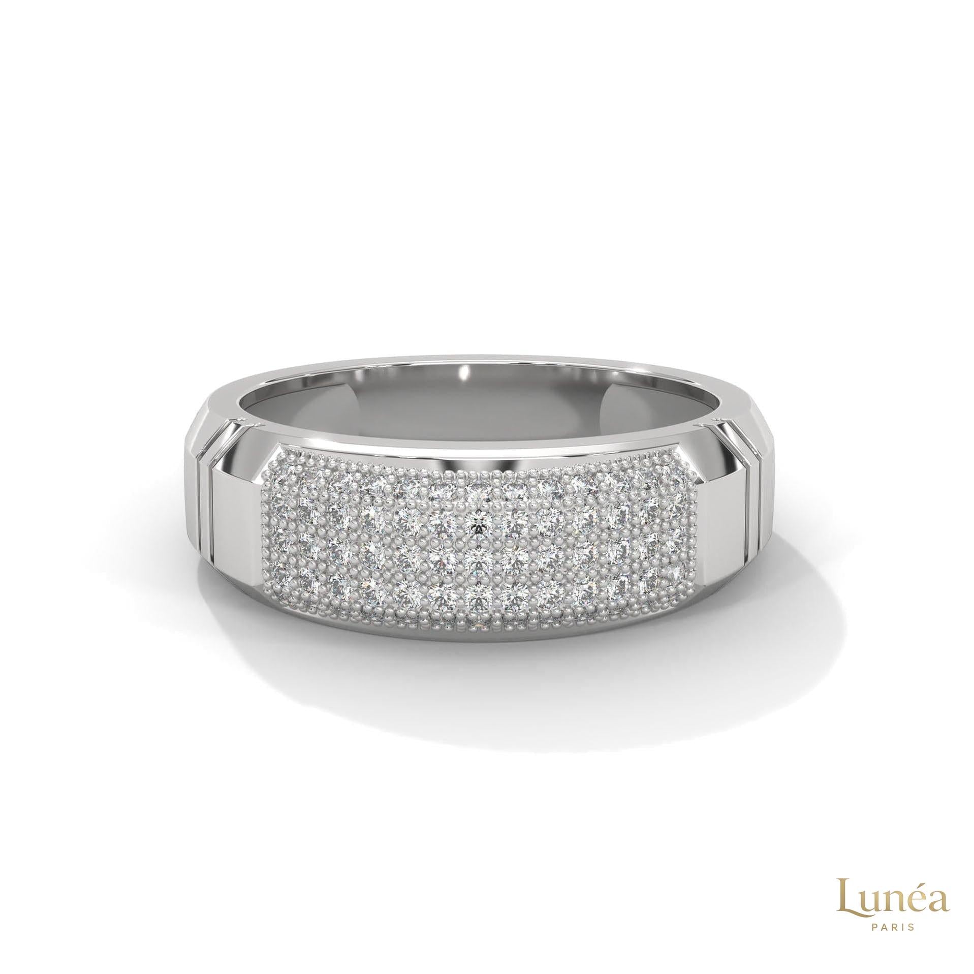 0.70 Ct. Men’s Lab Diamond Ring | Sculpted Pavé Finish