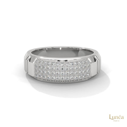 0.70 Ct. Men’s Lab Diamond Ring | Sculpted Pavé Finish