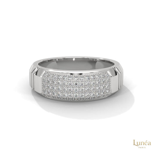 0.70 Ct. Men’s Lab Diamond Ring | Sculpted Pavé Finish