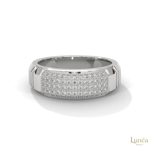 0.70 Ct. Men’s Lab Diamond Ring | Sculpted Pavé Finish