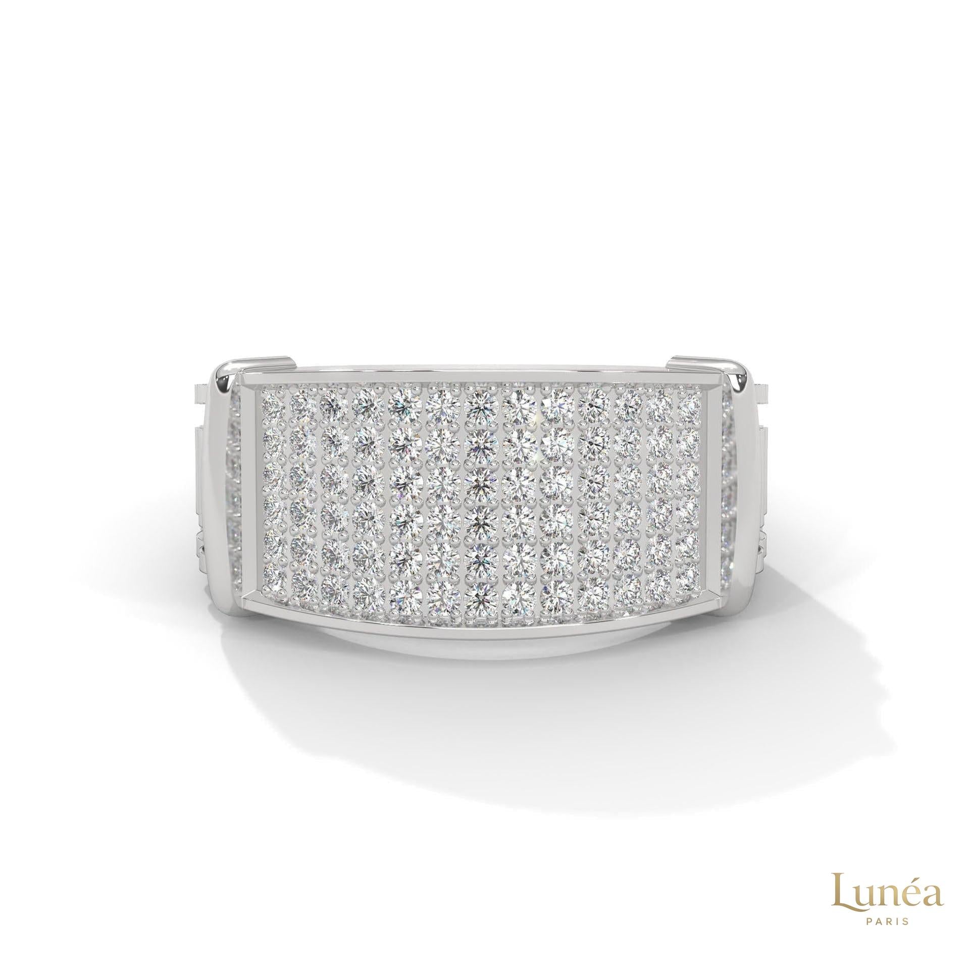 0.90 CT Curved Pavé Lab Diamond Men’s Ring | Lab Grown | 14K Gold & Pl ...