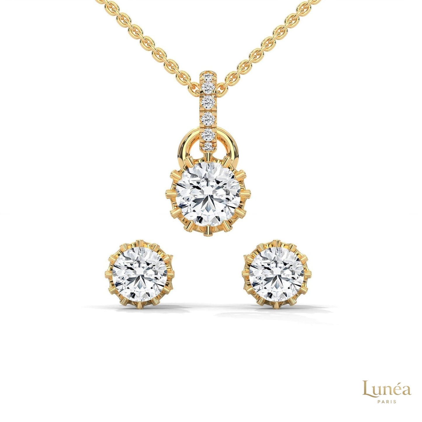 1 CT. Crown Diamond Earring & Pendant Set