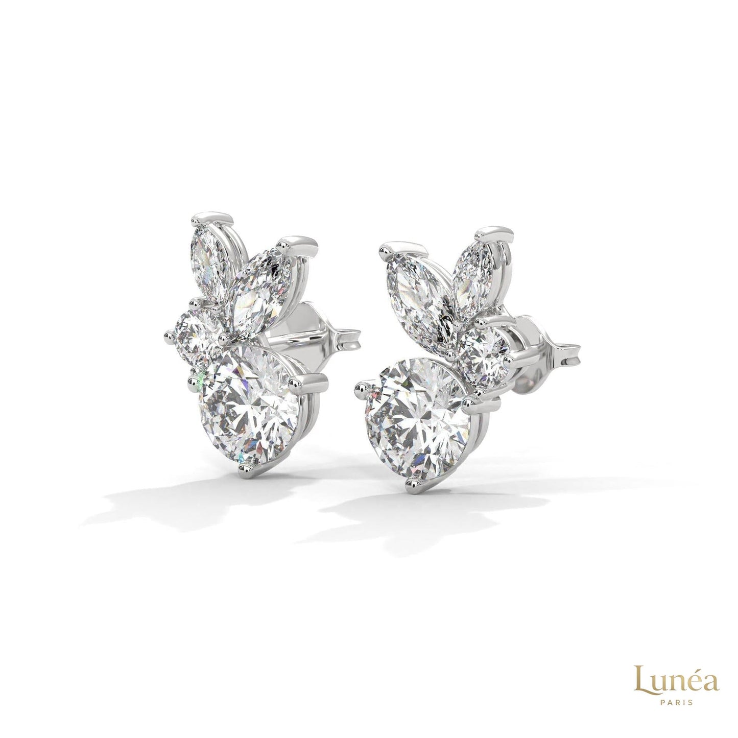 1 CT. Marquise & Round Diamond Cluster Studs