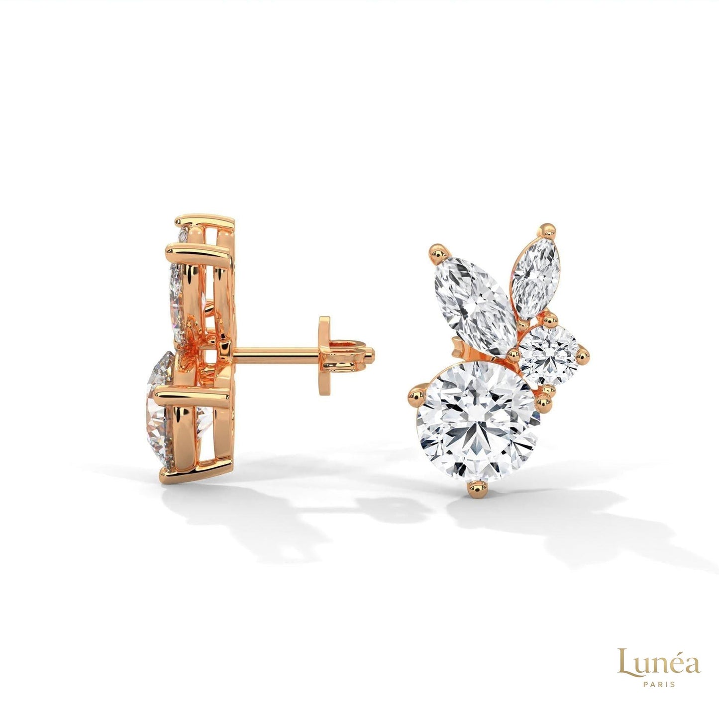 1 CT. Marquise & Round Diamond Cluster Studs