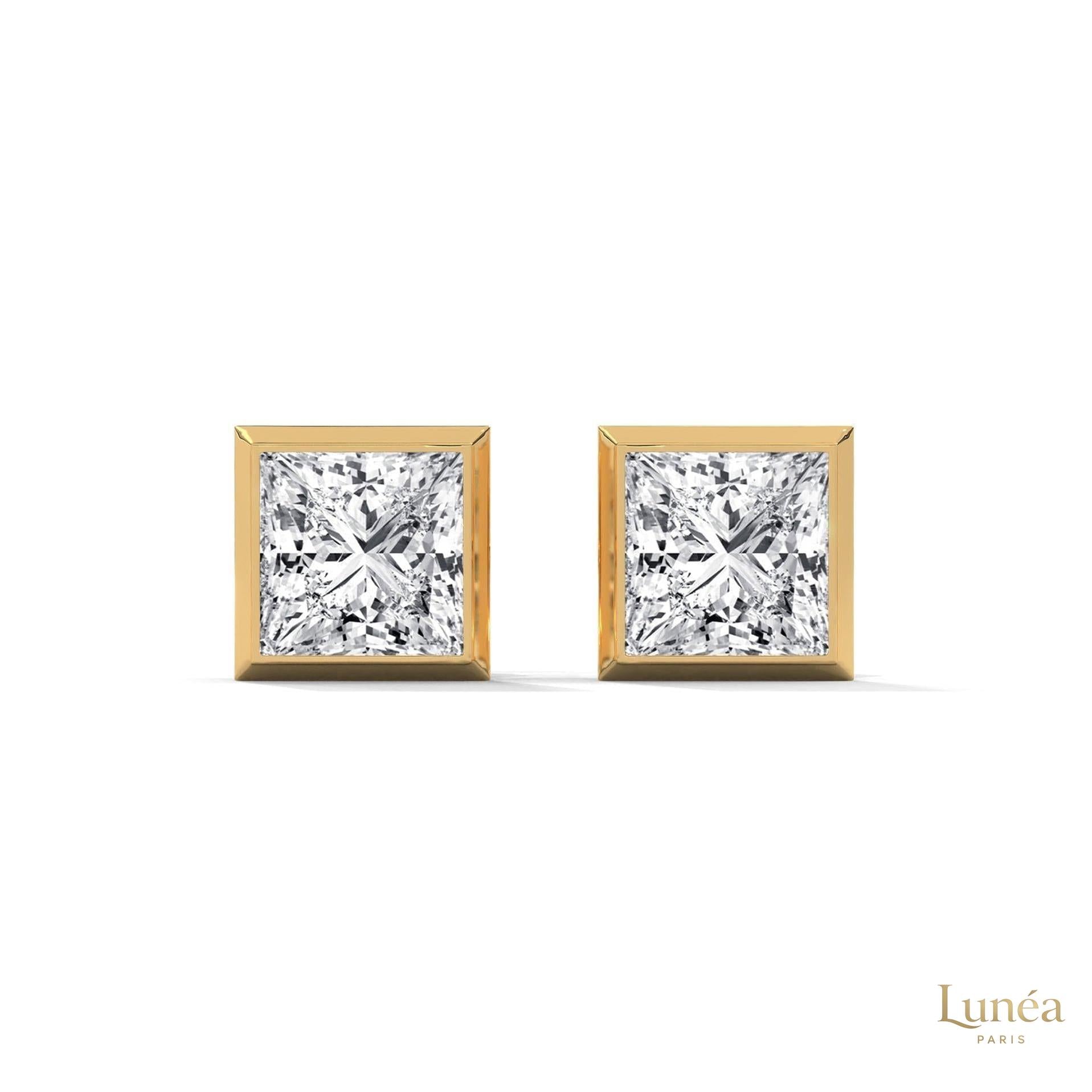 1 CT. Princess-Cut Bezel Diamond Studs