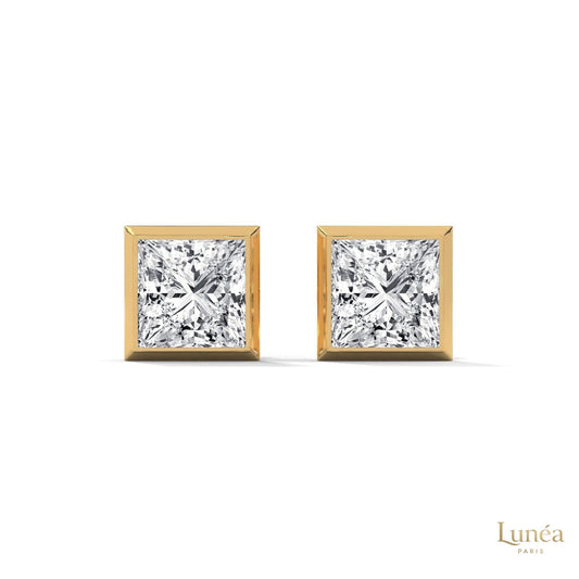 1 CT. Princess-Cut Bezel Diamond Studs