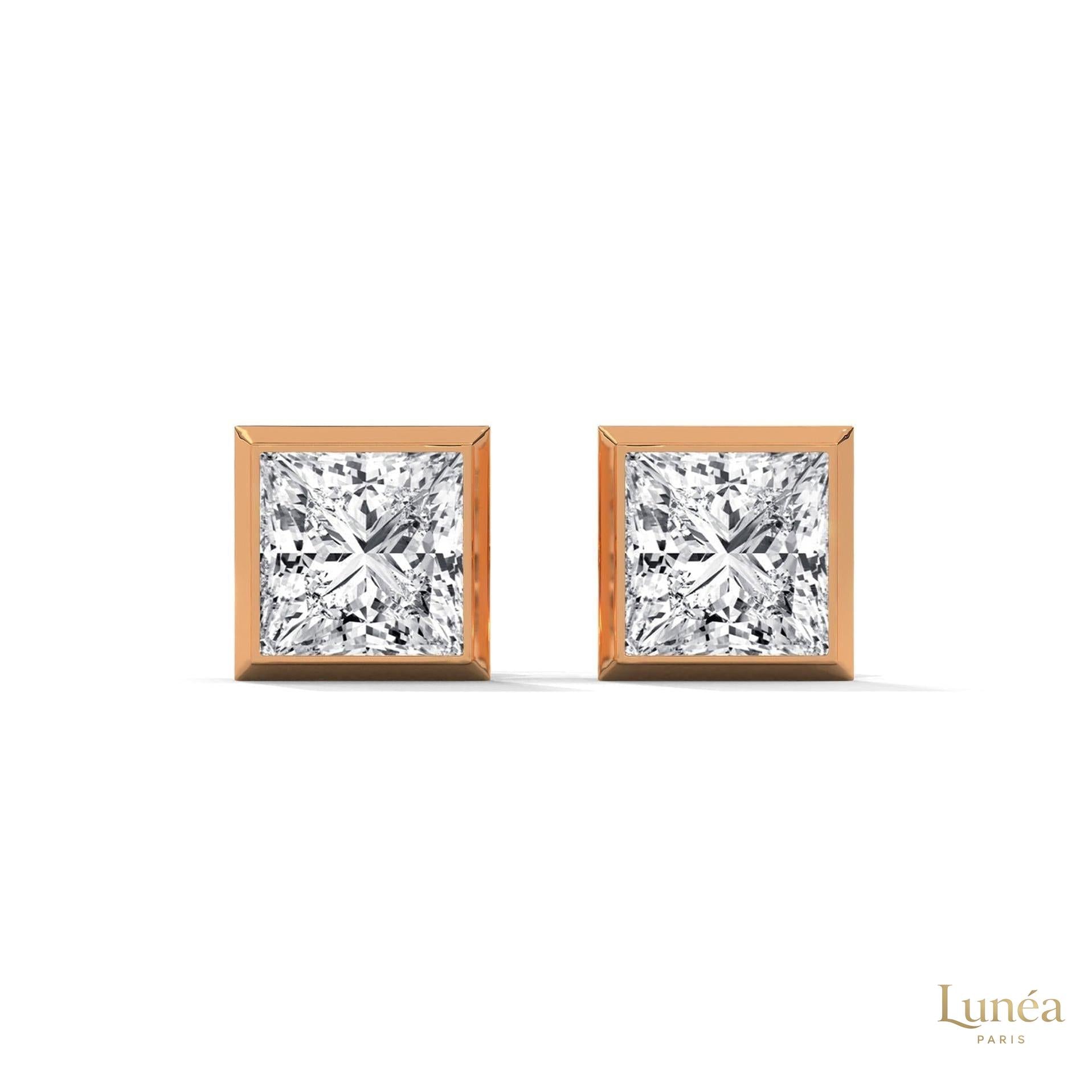 1 CT. Princess-Cut Bezel Diamond Studs