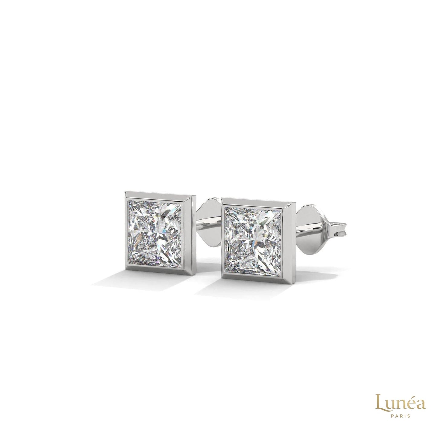 1 CT. Princess-Cut Bezel Diamond Studs