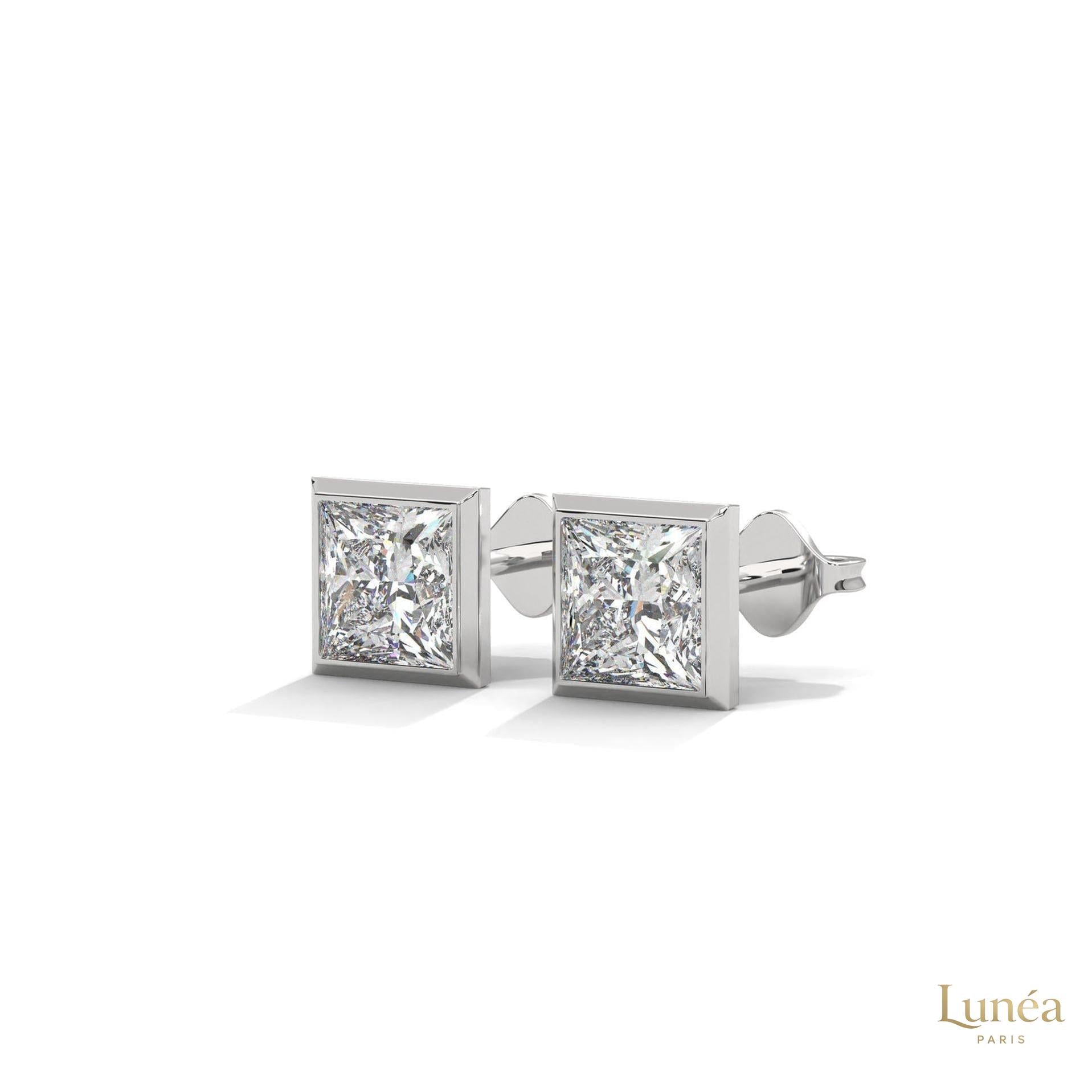 1 CT. Princess-Cut Bezel Diamond Studs